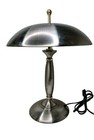 Vintage Retro Mcm Mushroom Table Desk Lamp Brushed Chrome Finish Accents