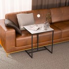 White High Gloss Sofa Side Table C Shaped Coffee End Table Marble Wide Tabletop