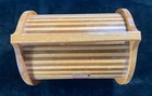 Vintage Wooden Roll Top Sewing Basket    Very Cool   