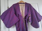 Women s Handmade Silk Kimono Double-sided Floral Pink Navy Gold Robe Japanese 