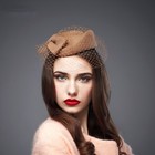 A082 Lady Womens Dress Fascinator Wool Felt Pillbox Hat Party Wedding Bow Veil