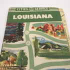 Vtg 1940s Louisiana Road Map Cities Service Retro Birthday Gift Green Car Boat