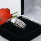 5 Ct Sterling Silver Princess Cut Cubic Zirconia Wedding Engagement Ring Set