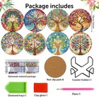 8 Pcs Diamond Art Coasters Tree Of Life Diamond Painting Coasters Kits With Hold