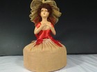 Antique Old Boudoir Half Doll Pin Cushion Chalkware With Mohairwig