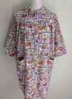 Vintage 90s Bright Garden Floral Snap Up Housecoat Robe Dress Dk Look Cotton M L