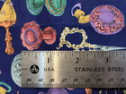 Vintage Cranston Fabric Victorian Sewing Notions Theme On Dark Blue 1 9y X 44 w
