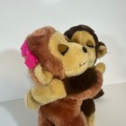Vintage R Dakin Hugging Monkeys Plush Brown Tan Pair Stuffed Animal Toy 1970s