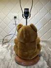 Vintage 80s  Rmj Enter Plush Teddy Bear Lamp Nursery Wood Base No Shade