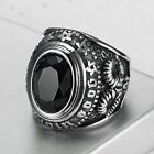 Mendel Mens Satanic Illuminati Masonic Black Onyx Ring Stainless Steel Size 7-14