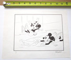 Mickey   Minnie Mouse  Walt Disney Original Production Cel Drawing Ice Skating