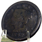 1848 1c Braided Hair Large Cent  Original Color Nice Old Us Minted Coin  Aib22-1