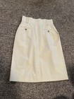 Chanel Cc Logo Skirt Gold Button Cotton Cream 36 small 
