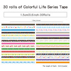 30 Rolls Colorful Theme Washi Tape Set With Different Colorful Patterns  Writabl