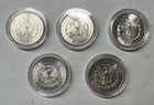 Lot Of 5 1878-1893 Cc Morgan Silver Dollars - Uncirculated Random Cc Year Coins