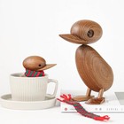 Figurine Animal Duck Wood Modern Carved Small Brown Free Stand Home Decor
