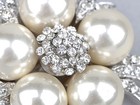Faux Pearl Clear Crystal Rhinestone Bridal Floral Costume Silver Tone Pin Brooch