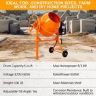 5 0 Cu  Ft Electric Cement Mixer  650w 2 3 Hp Portable Concrete Mixer W  Wheels