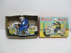 Police Motorcycle Mint In Box Friction Powered Made In Japan Works-all Tin-