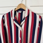Vtg 1950s Striped Sanforized Flannel Cotton Pajama Top Button Up 36 Small Cobain