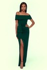 Xscape Pine Green Camila Off The Shoulder Crepe Evening Gown Dress Size 14  248