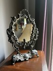 Vintage Mirror Silver Plated Swing Adjustable Vanity  Cherubs   Clam Shell 