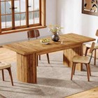 Roesler 78 7 In  Vintage Light Brown Pedestal Dining Table  Seats Up To 8