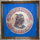 Rare Vintage Old Sleepy Eye Mills Co Flour Barrel Advertising Paper Label Sign