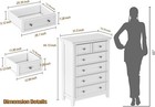 White Dresser For Bedroom  6 Chest Of Drawer  6 Drawers Dresser Tall  Farmhouse