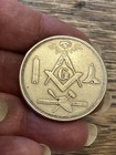 Masonic Vintage Tie Tack   Coin Lodge Made Token Blank Ruby Red Pin W box Mason
