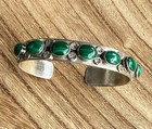 Vintage Navajo Sterling Silver Malachite  Stones Cuff  41g Signed Sz M lg