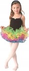 Popatu Rainbow Black Ballet Dance Dress Leotard Tulle Skirt Sequin Trim Size Xs
