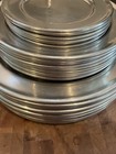 Vintage Pewter Plates Woodbury Pewterer American Eagle Crest Dinner Salad Bread