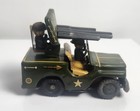 Vintage 1950s Mitsuhashi Japan Tin Friction Anti-aircraft Jeep Toy Military Wwii