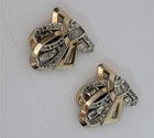 Mazer Deco Dress Clip Pair Rhinestone   Two Tone Metal Vintage