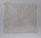 Exquisite Ivory Detailed Floral Lace Edge Linen Wedding Hankie Free Ship