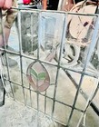 Antique Stained Glass Window W  Flower   24    X 26    Architectural Salvage
