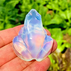 Natural Opal Frog Sculpture Carved Crystal Gemstone Animal Statue Home Decor Gif