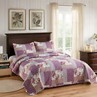 3 Pieces Plaid Printed Reversible Bedspread quilt Set Coverlet Queen king Size