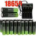 3 7v 9900mah Rechargeable Button Top Li-ion Batteries  4slot Usb Charger Lot New
