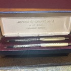Vtg Arpege Chanel No 5 Ballpoint Pen Set Vintage 14kt Gold Perfume Writing Pens