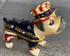 Vtg Work Of Art Jeweled Enameled Dog Trinket Box With Hinged Lid   Crystal Bling