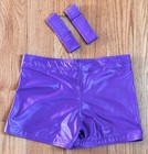 Pro Wrestling Gear Set Wet Purple Biker Shorts W  Matching Bicep Bands Sz Small