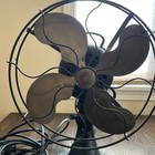 Vtg Emerson Electric Desk Fan  29646 Brass Blade Cast Iron Oscillating Working