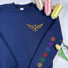 Embroidered Fantasy Gamer Sweatshirt  Crest And Element Symbols Adventure Shirt