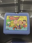 Vintage Thermos Peanuts Lunch Box Peanuts University Plastic Blue Rare Poor Cond