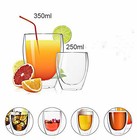 Double Wall Glass Tumbler 12oz Crystal Drinking Cups Lead Free Set Of 2