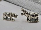 Miniature Sterling 925 Silver Animal Figures - Hippopotamus   Rhinoceros Figure