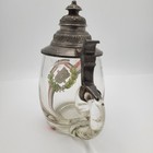 Antique German Dhv Glass Beer Stein Pewter Lid Eagle 7 20l C1900 Patriotic Mug