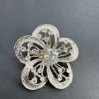 Silver Crystal Rhinestone Flower Wedding Bridal Bouquet Flower Brooch Pin Euc
